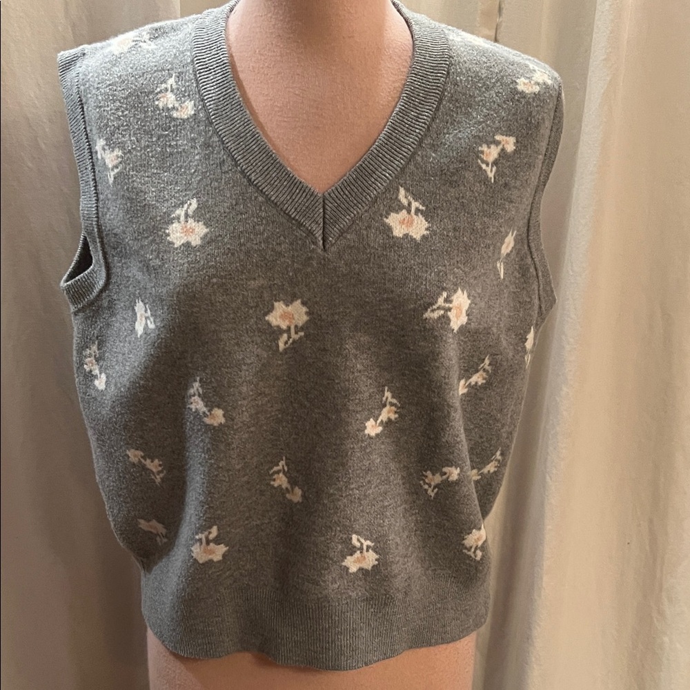 Harper Charcoal Floral Knit  preppy Vest